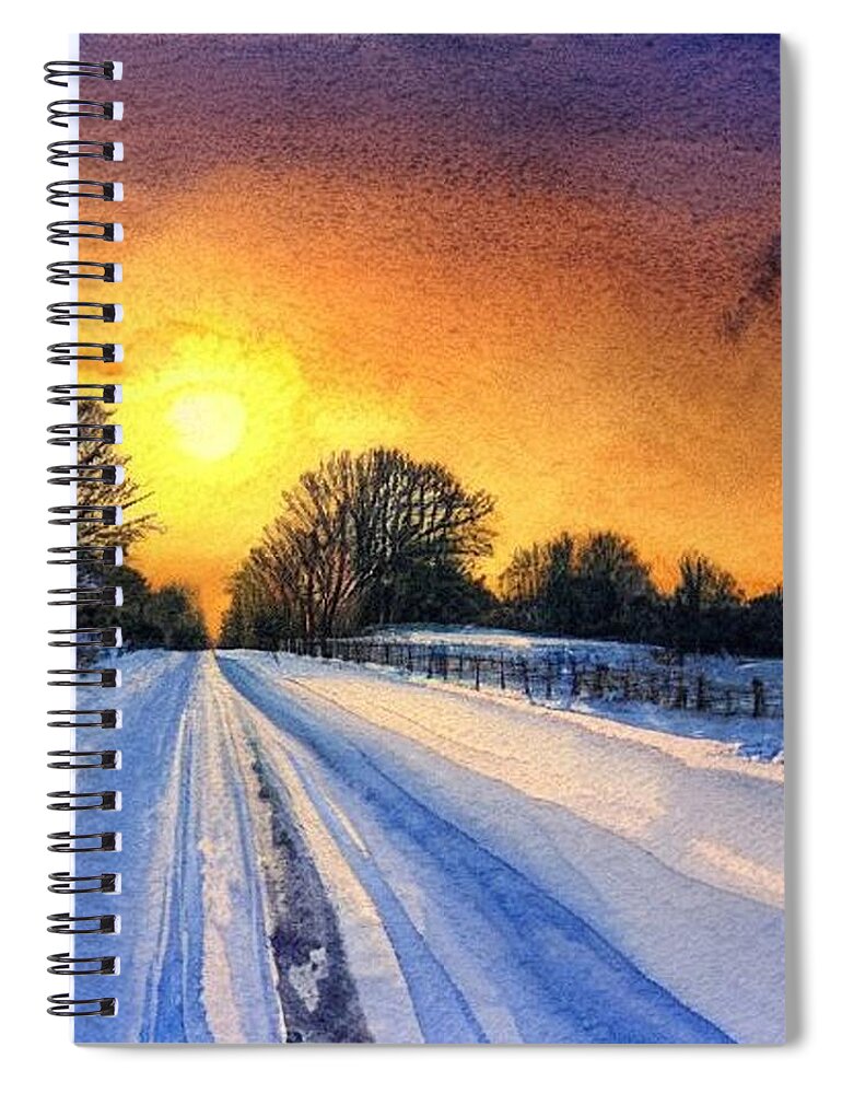 County Spiral Notebook featuring the painting Country Road at Sunset, Lancaster County by Christopher Lotito