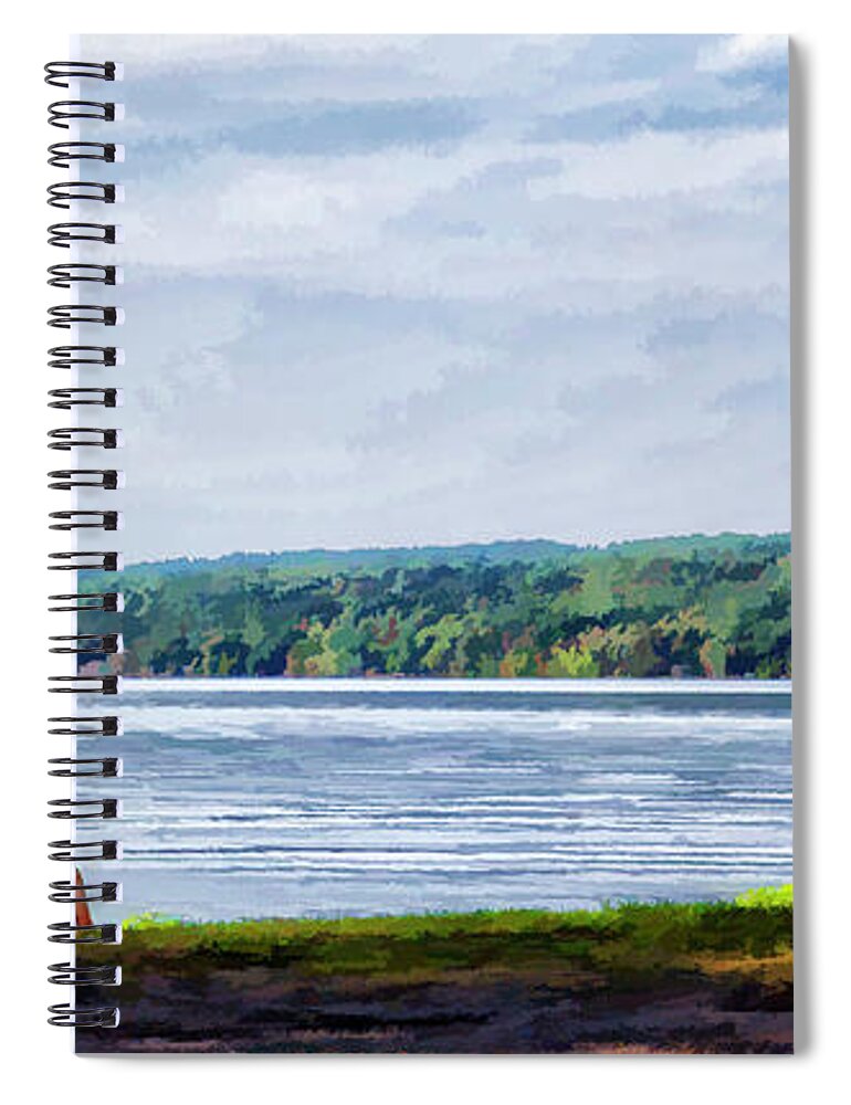 Cayuga Spiral Notebook featuring the photograph Couple at the Lake Shore by Monroe Payne