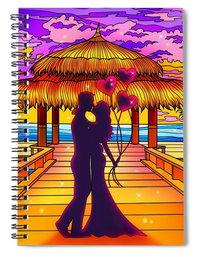 Love Spiral Notebook featuring the digital art Couple in love by Mopssy Stopsy