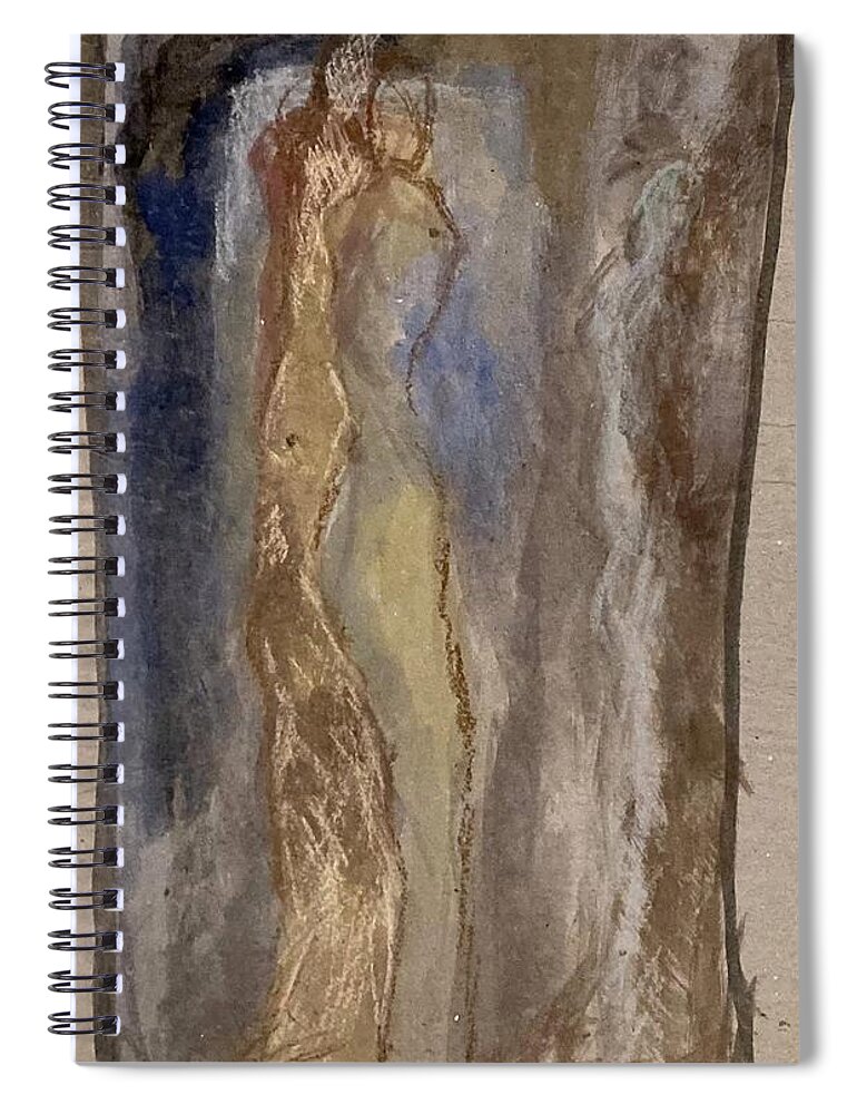 Paper Spiral Notebook featuring the painting Couple in the mirror by David Euler