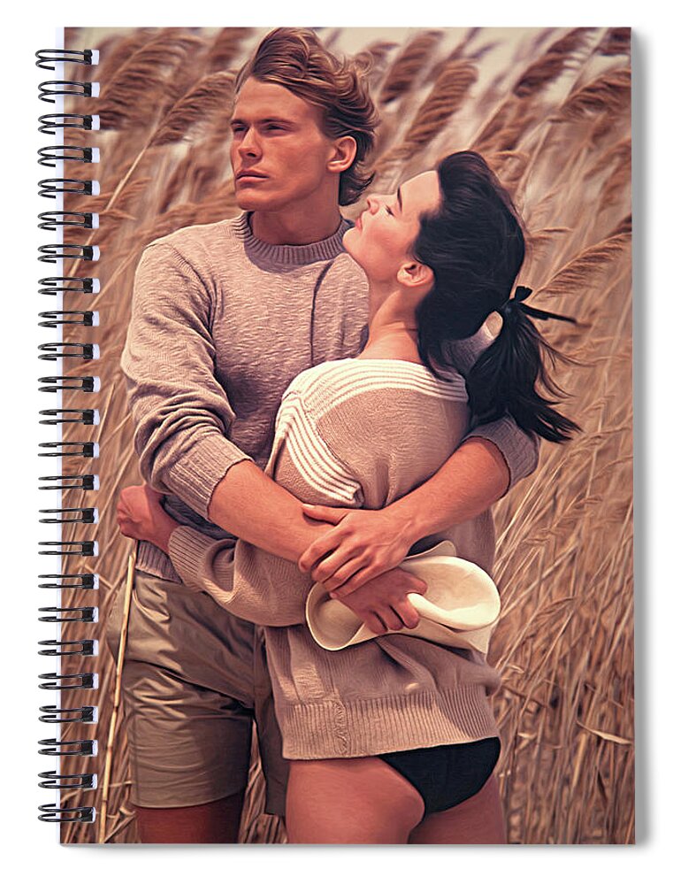 Embracing Couple Spiral Notebook featuring the photograph Couple in the Reeds 1984 by Steve Ladner