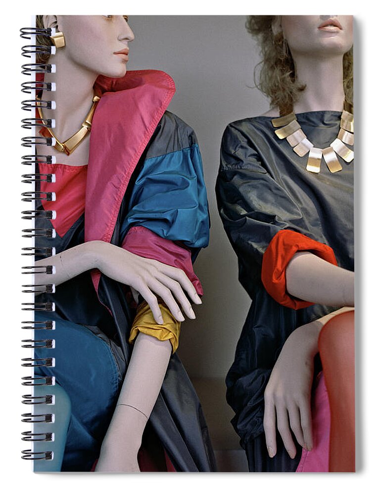 Mannequin Spiral Notebook featuring the photograph Couple of Elegant Mannequins. Beverly Hills, Ca. 1982 by Roberto Bigano