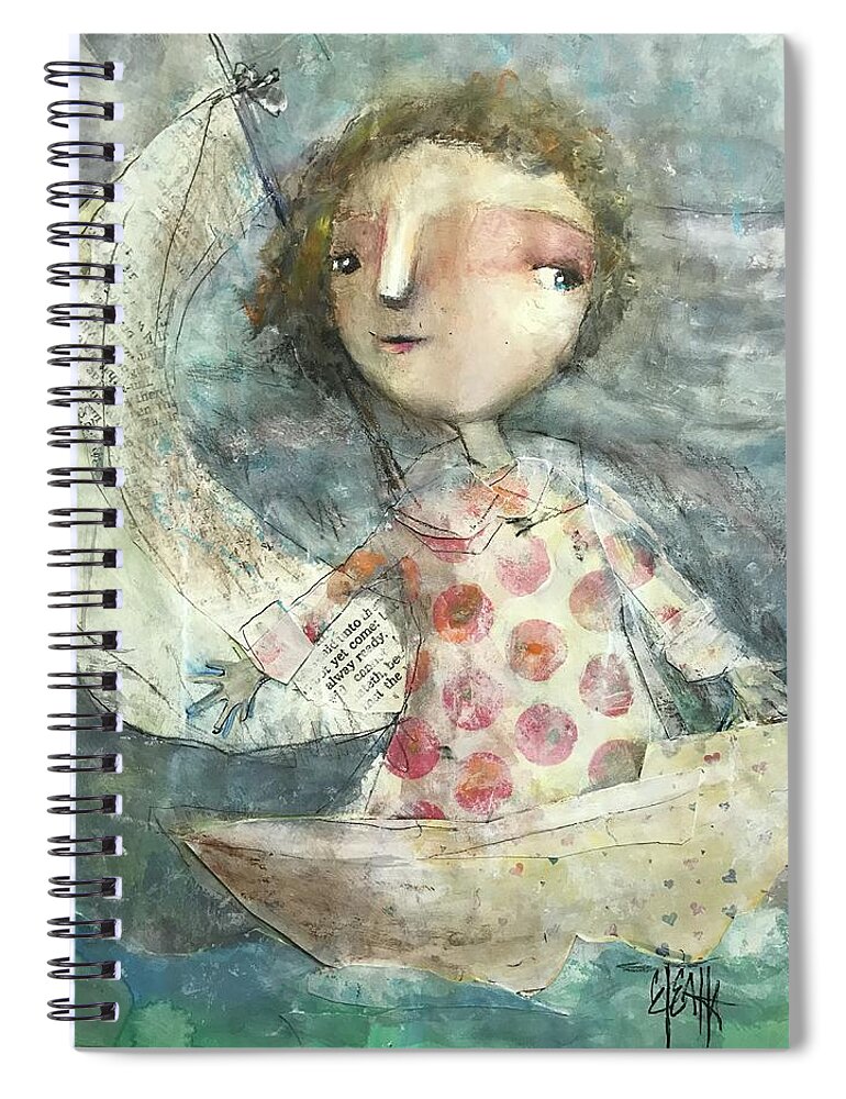 Unique Spiral Notebook featuring the mixed media Course Direction by Eleatta Diver