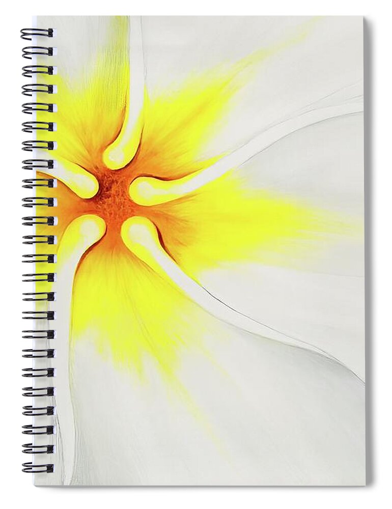 Plumeria Spiral Notebook featuring the painting Courtade Gold Plumeria by Mary Deal
