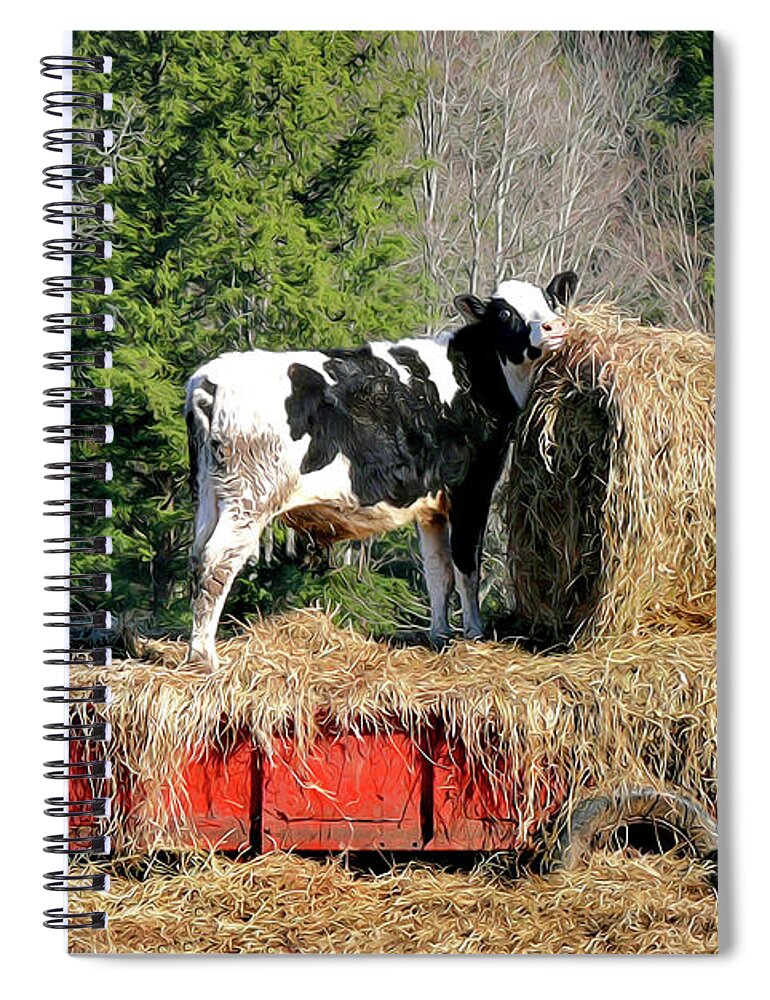 Cow Spiral Notebook featuring the painting Cow Country Buffet by Christina Rollo