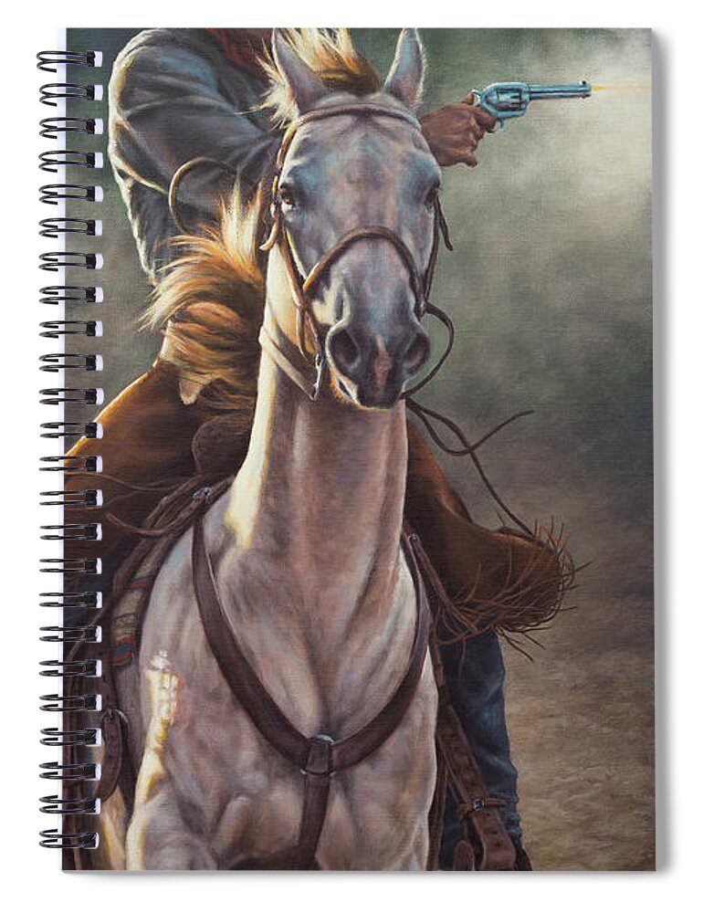 Cowboy Spiral Notebook featuring the painting Cowboy Diplomacy by Kim Lockman