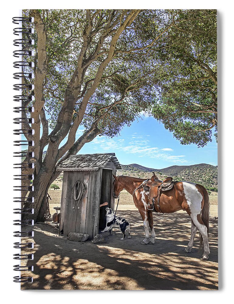 Outhouse Spiral Notebook featuring the photograph Cowboy Gotta Go by Don Schimmel