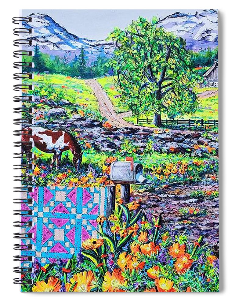 Quilts Spiral Notebook featuring the painting Cowboy Stars by Diane Phalen