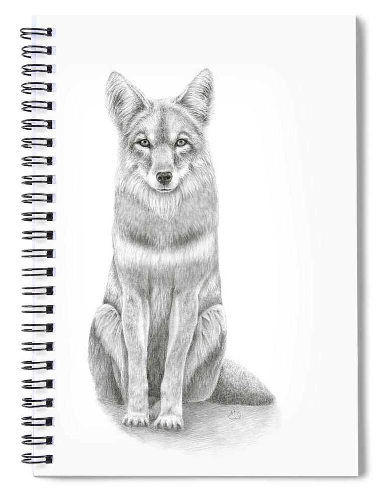 Coyote Spiral Notebook featuring the drawing Coyote by Monica Burnette