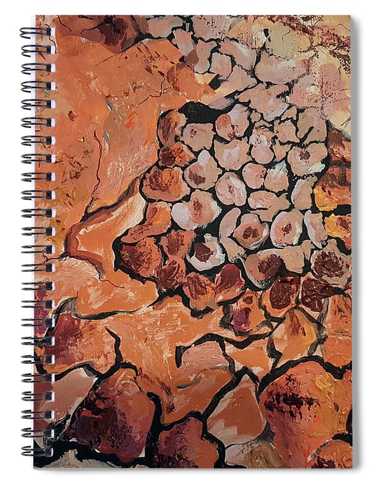 Environmental Artists Spiral Notebook featuring the mixed media Cracked Earth by Rowan Lyford