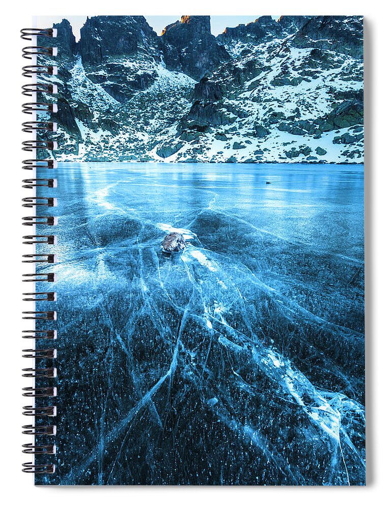 Bulgaria Spiral Notebook featuring the photograph Cracks In the Ice by Evgeni Dinev