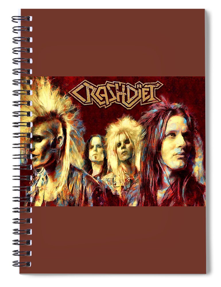 Crashdiet Rock Band Spiral Notebook featuring the mixed media Crashdiet Rock Band Art Generation Wild by The Rocker Chic
