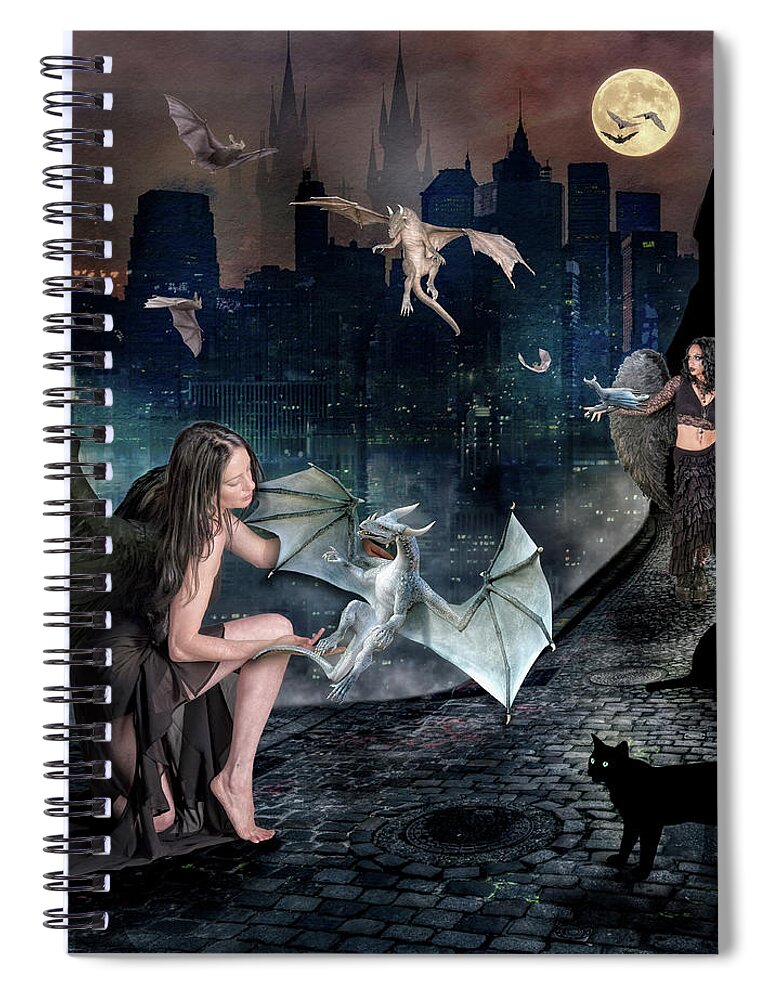Creatures Spiral Notebook featuring the digital art Creatures of the Night by Diana Haronis
