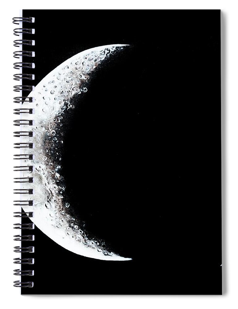 Cosmic Art Spiral Notebook featuring the painting Cresent moon 2 by Neslihan Ergul Colley