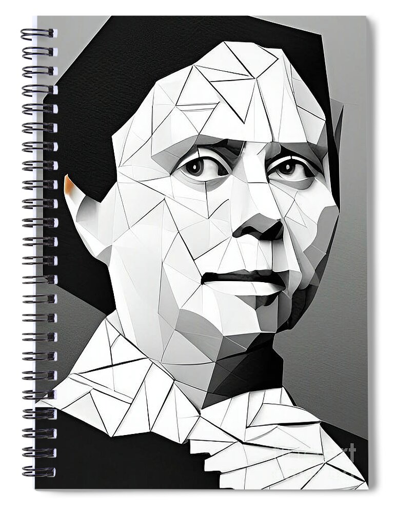 Belle Gunness Spiral Notebook featuring the digital art Criminal Belle Gunness geometric portrait by Christina Fairhead
