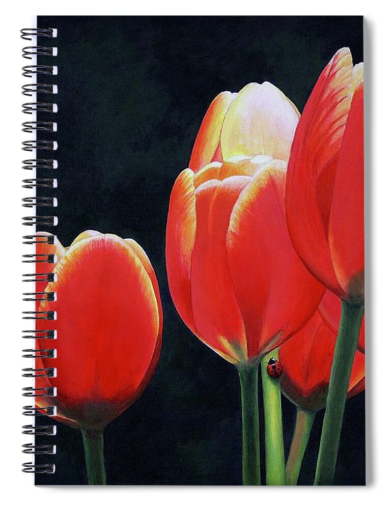 Kim Mcclinton Spiral Notebook featuring the painting Crimson Affinity by Kim McClinton