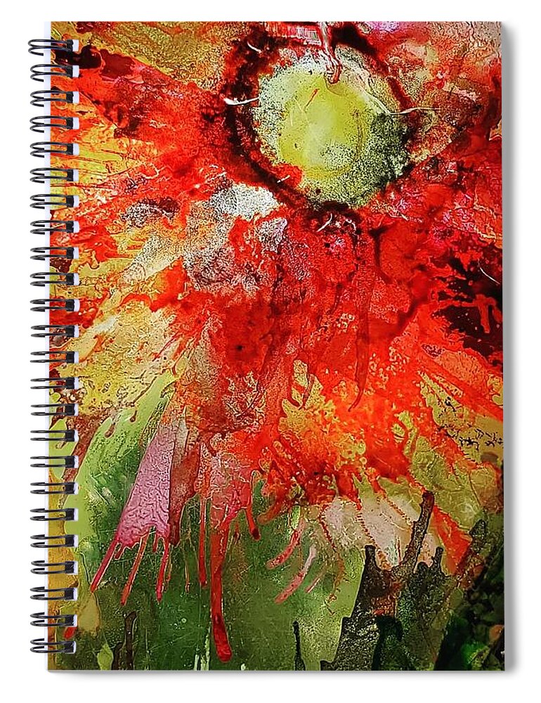Dawn Spiral Notebook featuring the painting Crimson Dawn by Holly Winn Willner
