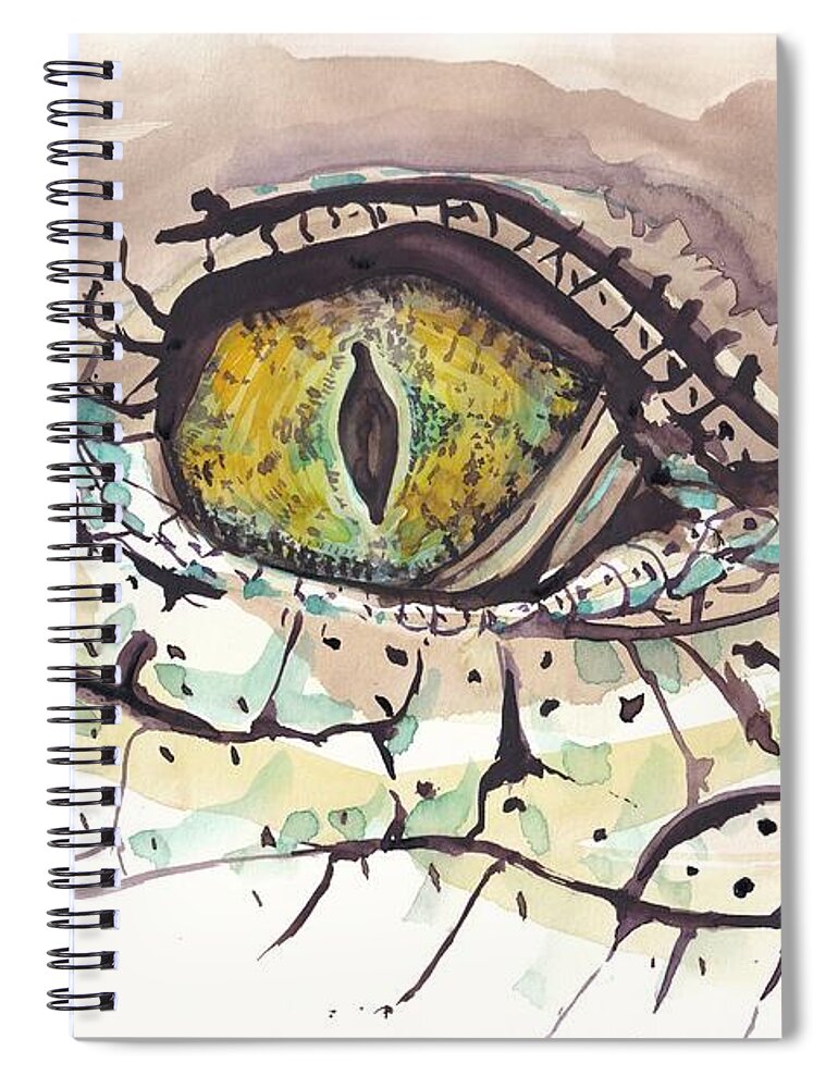Crocodile Spiral Notebook featuring the painting Croc by George Cret