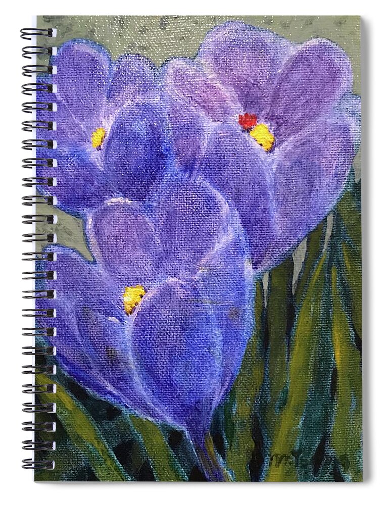 Crocus Spiral Notebook featuring the painting Crocus #2 by Milly Tseng