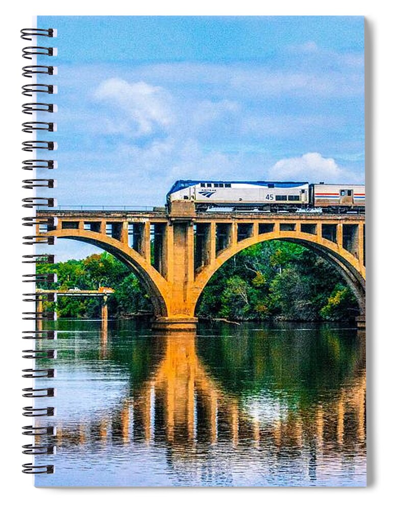 Train Spiral Notebook featuring the photograph Crossing the Brdige by Addison Likins