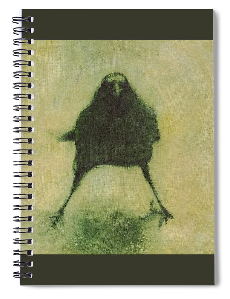 Crow Spiral Notebook featuring the painting Crow 6 cropped version by David Ladmore