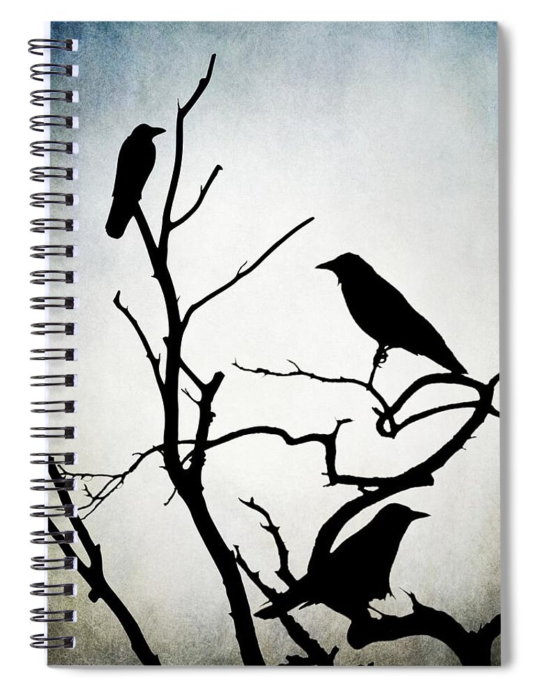 Bird Spiral Notebook featuring the digital art Crow Birds on Trees Bird 90 by Lucie Dumas