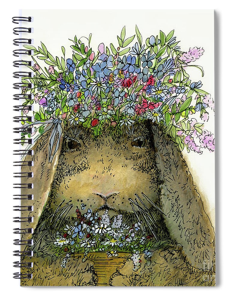  Art Spiral Notebook featuring the painting Crowned Bunny by Laurie Rohner