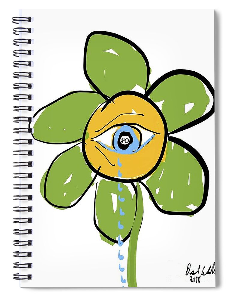  Spiral Notebook featuring the painting Crying Flower by Oriel Ceballos