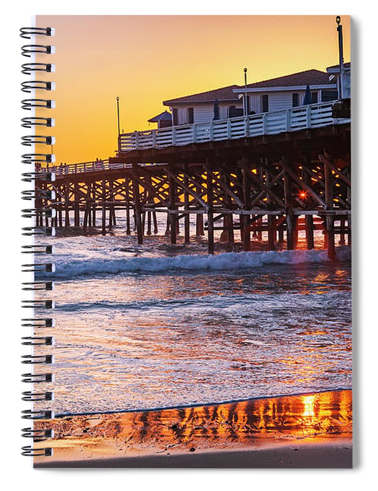 Landscape Spiral Notebook featuring the photograph Crystal Pier Sunset by Ryan Huebel
