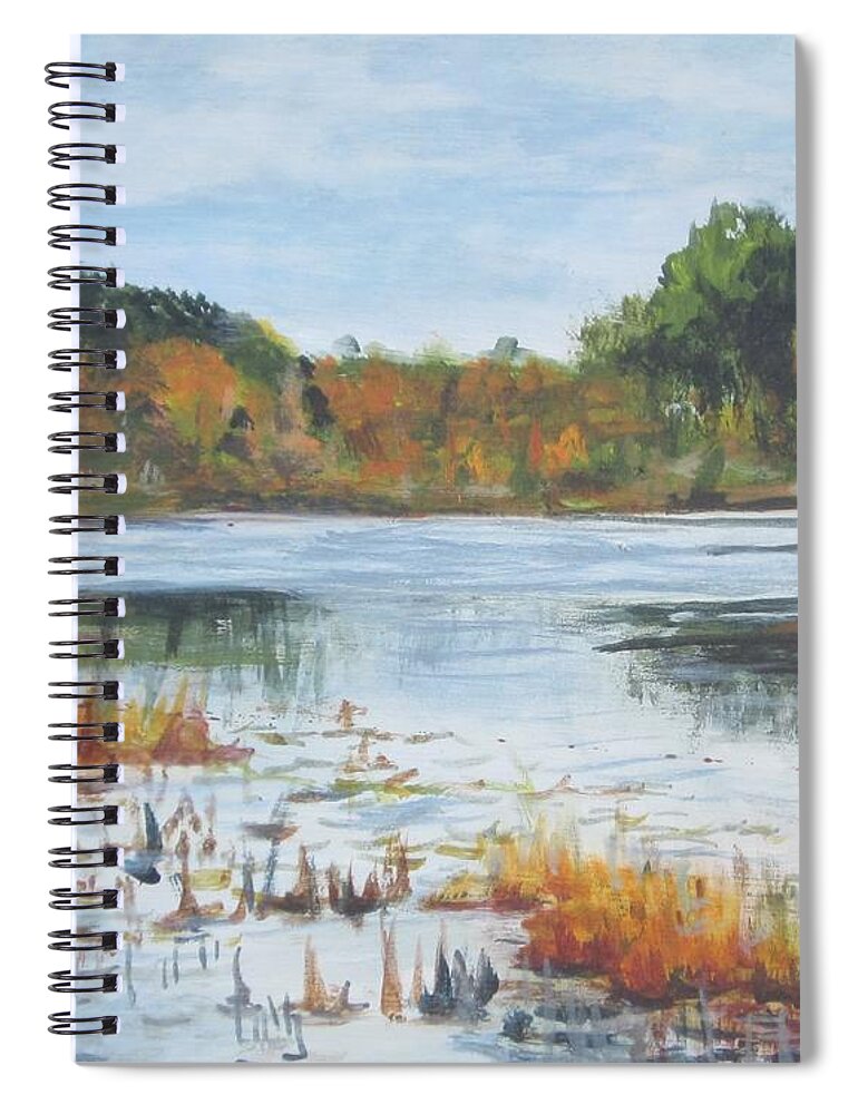 Acrylic Spiral Notebook featuring the painting Cumberland Pond #1 by Paula Pagliughi