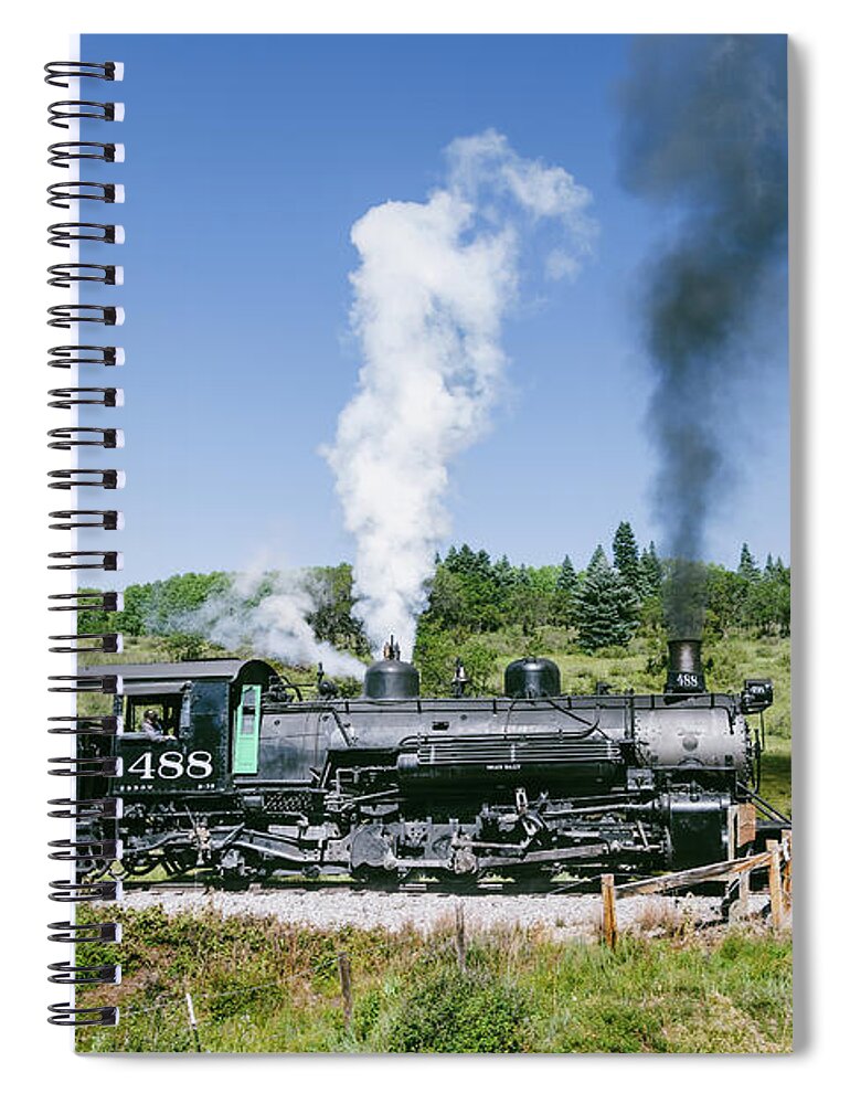 Chama Spiral Notebook featuring the photograph Cumbres and Toltec Locomotive 488 by Debra Martz