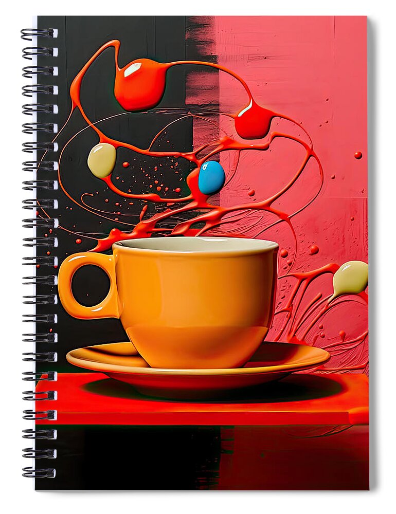 Coffee Spiral Notebook featuring the digital art Cup O' Coffee by Lourry Legarde