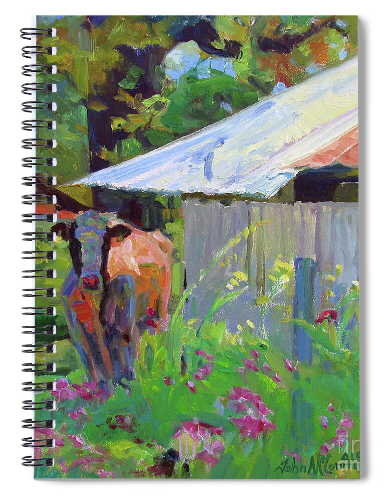 Cow Spiral Notebook featuring the painting Curious Molley by John McCormick