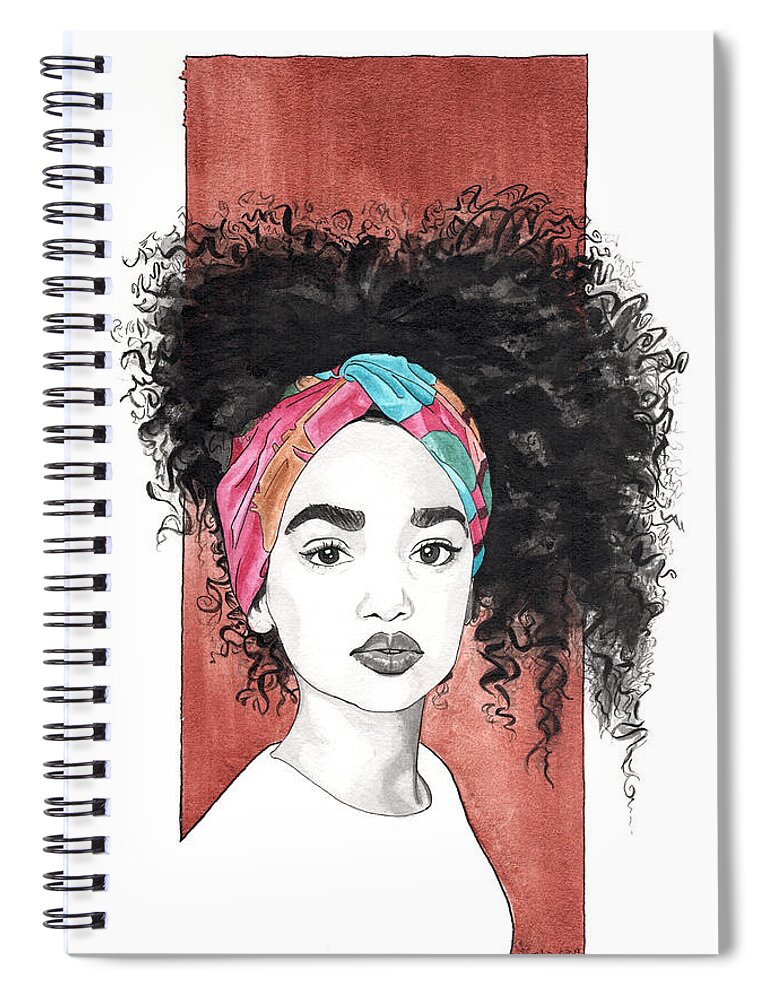 Portrait Spiral Notebook featuring the painting Curl Cascade by Tiffany DiGiacomo