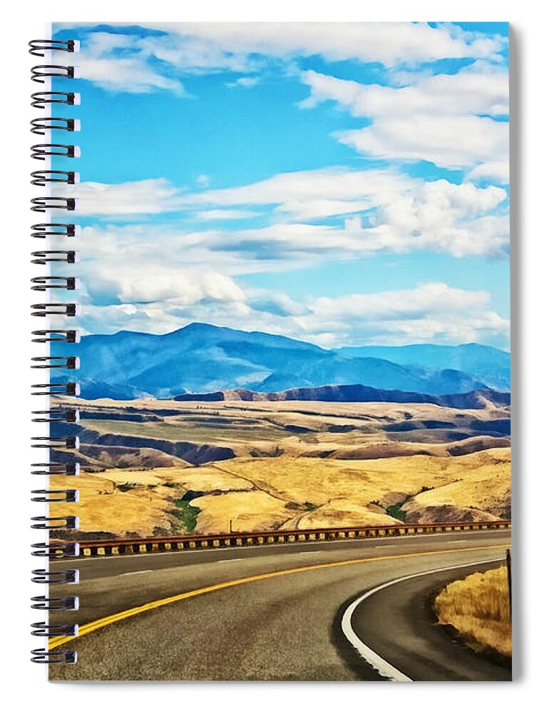 Curvy Spiral Notebook featuring the photograph Curvy mountain road Idaho by Tatiana Travelways