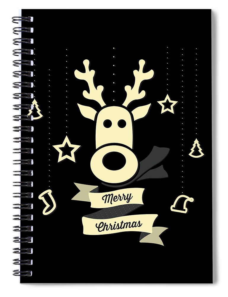 Christmas 2023 Spiral Notebook featuring the digital art Cute Reindeer Christmas by Flippin Sweet Gear