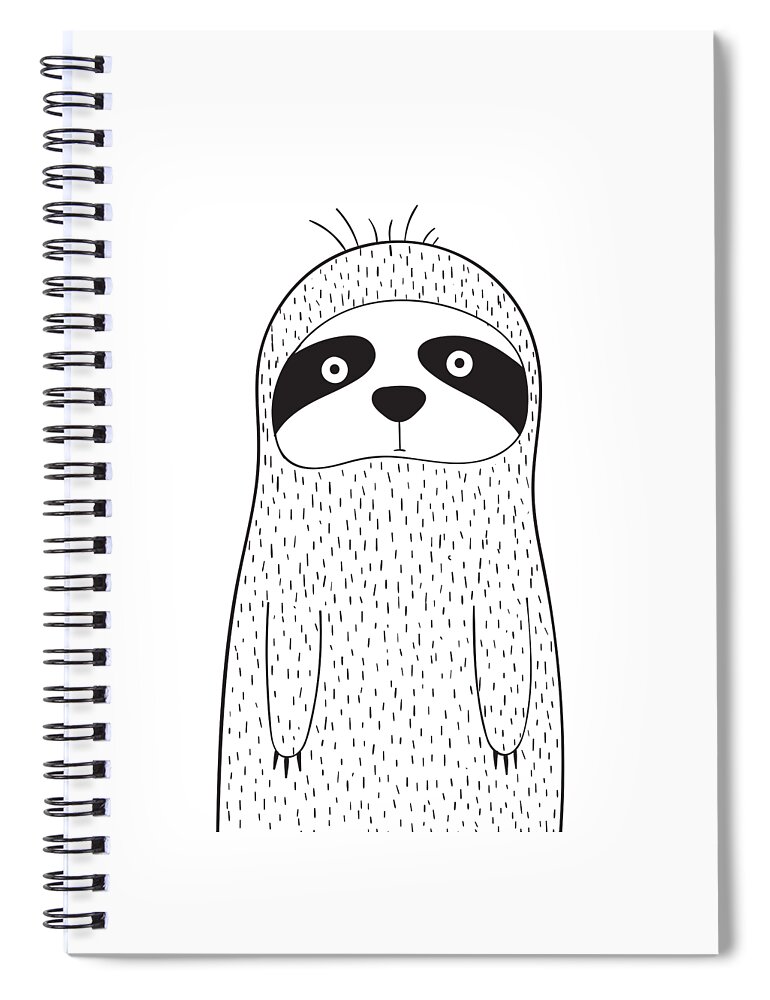 Cute sloth animal sketch art 2020 Spiral Notebook by Norman W - Fine Art  America