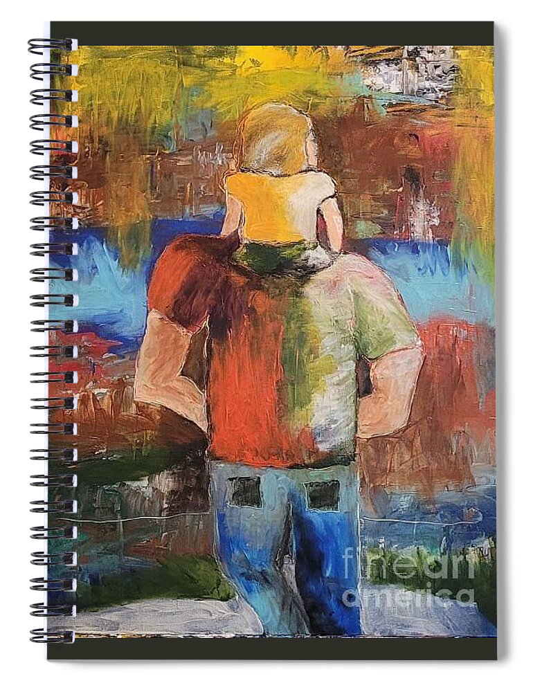  Spiral Notebook featuring the painting Riding Daddy's Burly Shoulders by Mark SanSouci