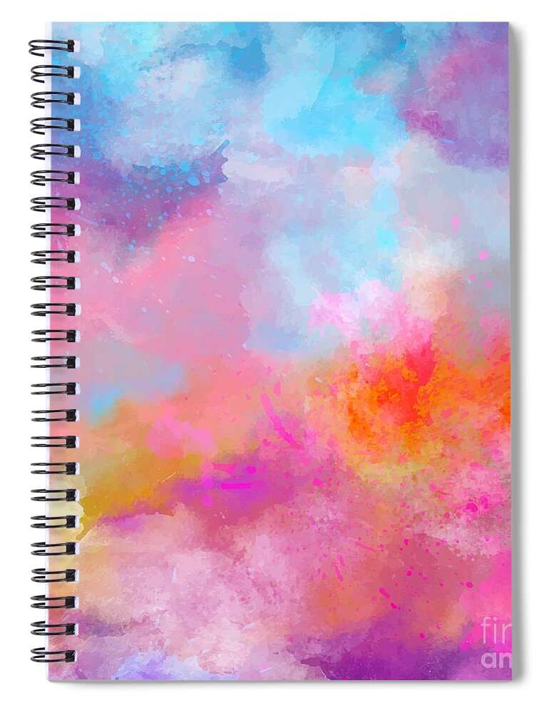 Watercolor Spiral Notebook featuring the digital art Daimaru - Artistic Abstract Blue Purple Bright Watercolor Painting Digital Art by Sambel Pedes