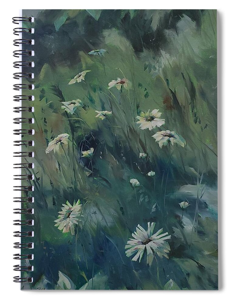 Flower Spiral Notebook featuring the painting Daisy-A-Day by Sheila Romard