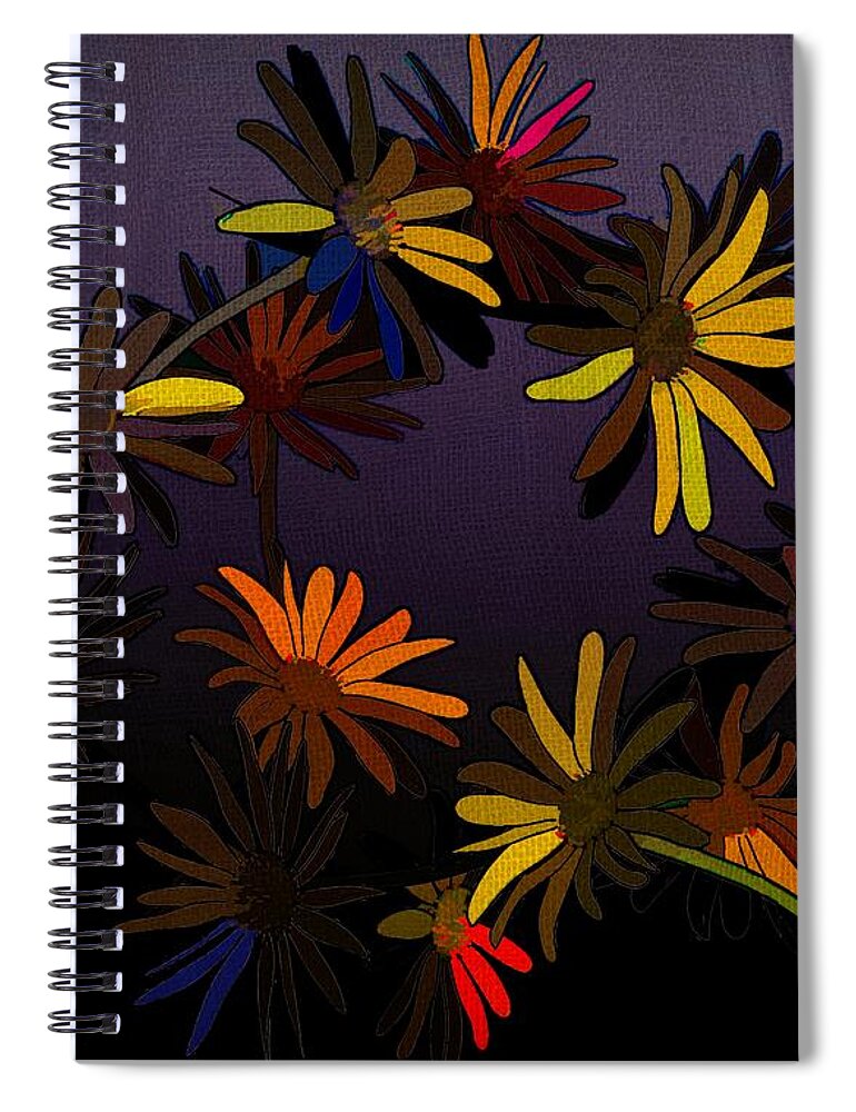 Spring Spiral Notebook featuring the digital art Daisy Chains Bold Abstract by Joan Stratton