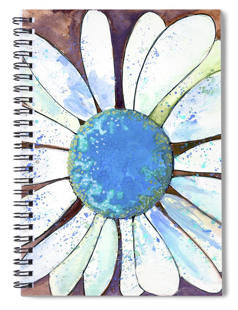 Daisy Spiral Notebook featuring the painting Daisy in Brown and Blue by Michele Fritz