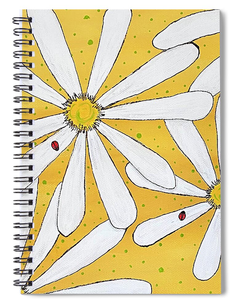 Daisy Spiral Notebook featuring the painting Daisy Ladies by Wendy Golden