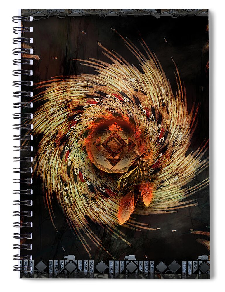 American Indian Spiral Notebook featuring the digital art Dance Of Honor by Michael Damiani