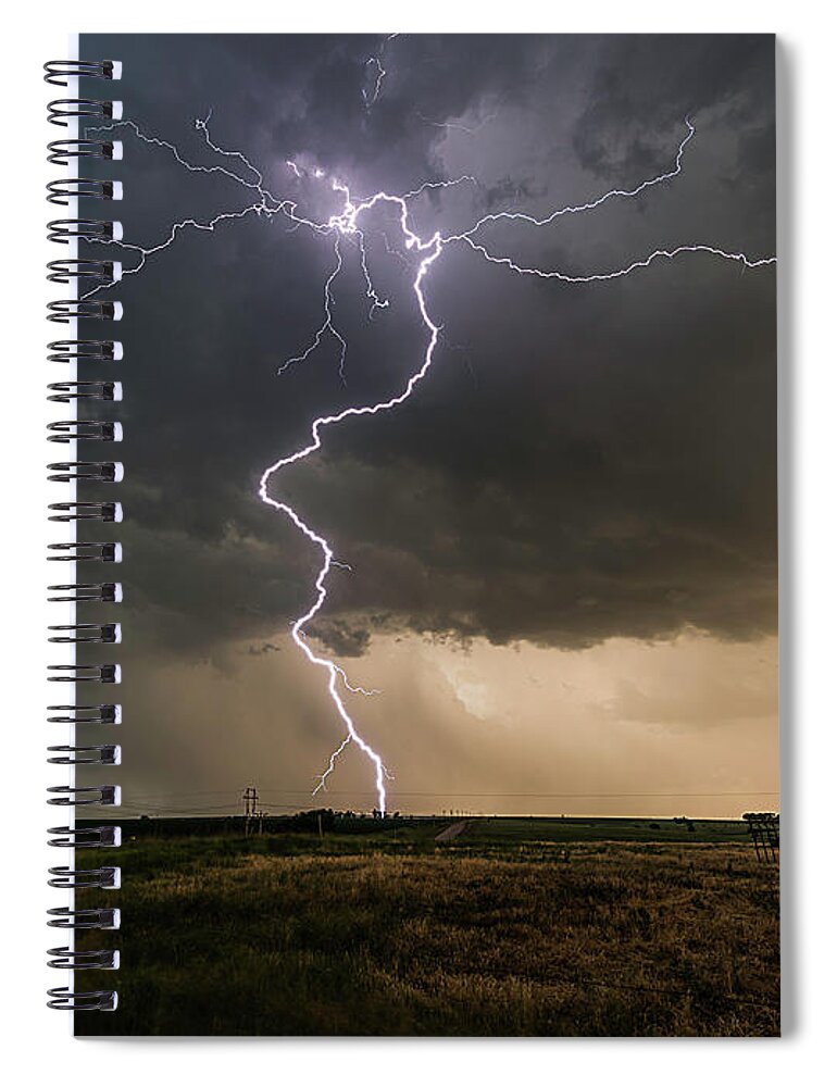 Lightning Spiral Notebook featuring the photograph Dancing Bolt by Marcus Hustedde