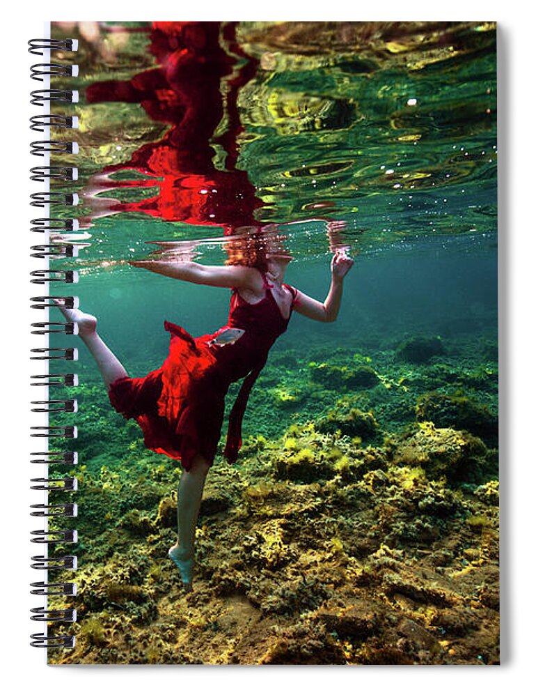 Underwater Spiral Notebook featuring the photograph Dancing by Gemma Silvestre