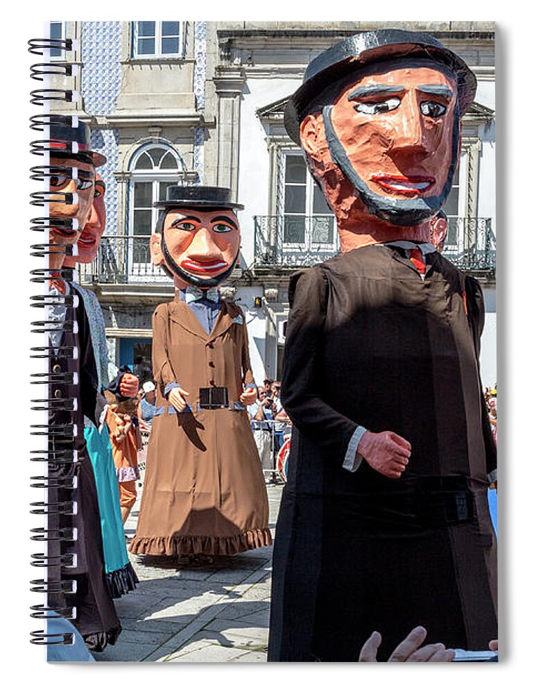 Big-headed Masks Spiral Notebook featuring the photograph Dancing Gigantones by W Chris Fooshee