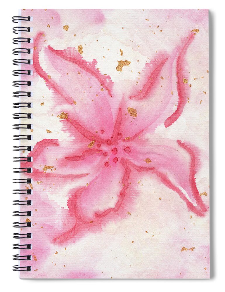 Red Poinsettia Watercolor Painting Spiral Notebook featuring the painting Dancing Poinsettia Star Flower by Anne Nordhaus-Bike