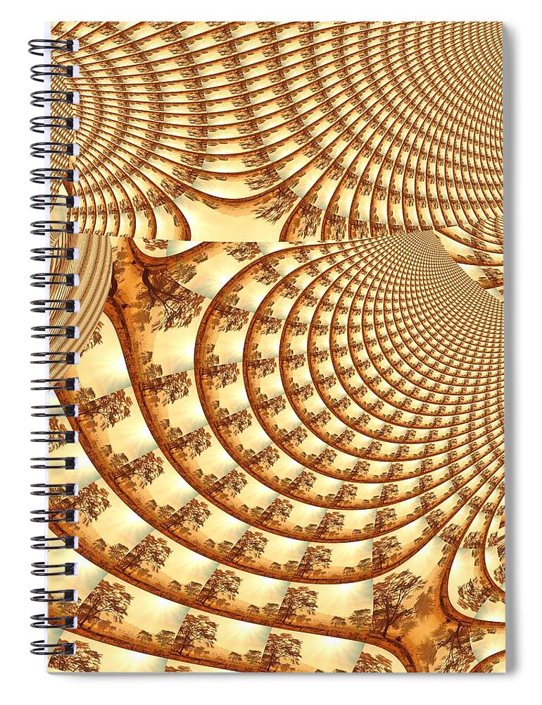 Fractal Spiral Notebook featuring the mixed media Dancing With The Sun by Stephane Poirier