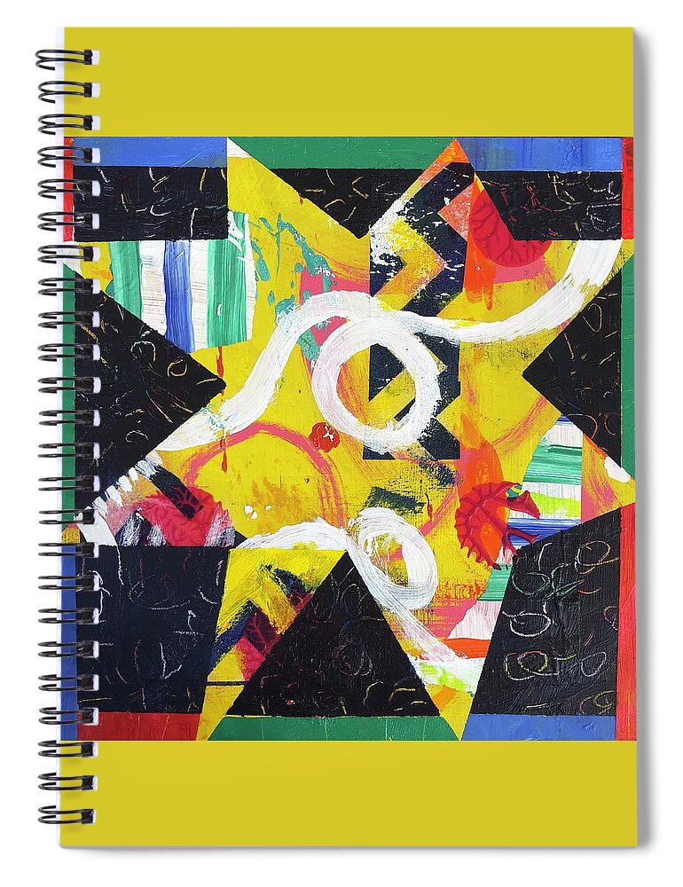 Star Spiral Notebook featuring the painting Dancing Yellow Star by Cyndie Katz